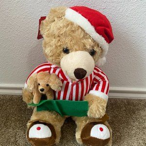 Belk Christmas 2017 Plush Teddy Bear Wearing Pajamas Reading Puppy Holiday NEW